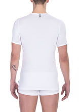 White Cotton Men's V-Neck T-Shirt Bikkembergs