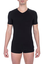 Black Cotton Men's V-Neck T-Shirt Bikkembergs