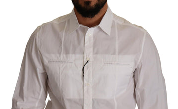 White Cotton Button Down Men Collared Shirt Dolce & Gabbana