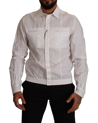 White Cotton Button Down Men Collared Shirt Dolce & Gabbana