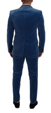 Blue SICILIA Velvet Slim Fit 2 Piece Suit Dolce & Gabbana