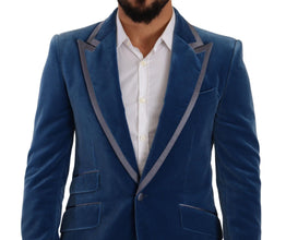 Blue SICILIA Velvet Slim Fit 2 Piece Suit Dolce & Gabbana