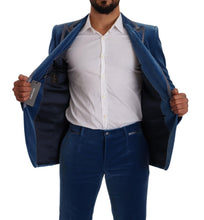 Blue SICILIA Velvet Slim Fit 2 Piece Suit Dolce & Gabbana