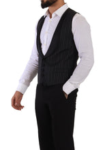 Black Striped Wool Silk Waistcoat Vest Dolce & Gabbana
