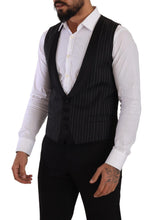 Black Striped Wool Silk Waistcoat Vest Dolce & Gabbana