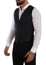 Gray Striped Double Breasted Waistcoat Vest Dolce & Gabbana