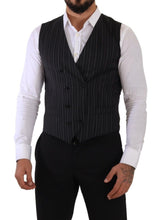 Gray Striped Double Breasted Waistcoat Vest Dolce & Gabbana