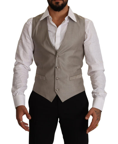 Beige Wool Single Breasted Waistcoat Vest Dolce & Gabbana