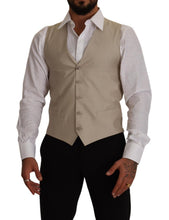 Beige Cotton Silk Slim Fit Waistcoat Vest Dolce & Gabbana