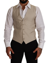 Beige Cotton Silk Slim Fit Waistcoat Vest Dolce & Gabbana