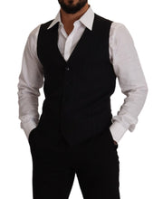 Blue Striped Wool Stretch Waistcoat Vest Dolce & Gabbana