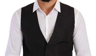 Gray Silk Slim Fit Waistcoat Formal Vest Dolce & Gabbana