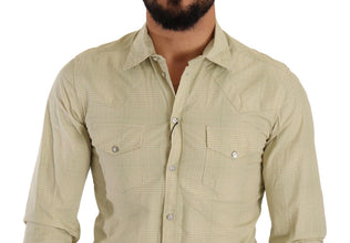 Yellow SICILIA Cotton Casual Slim Fit Shirt Dolce & Gabbana