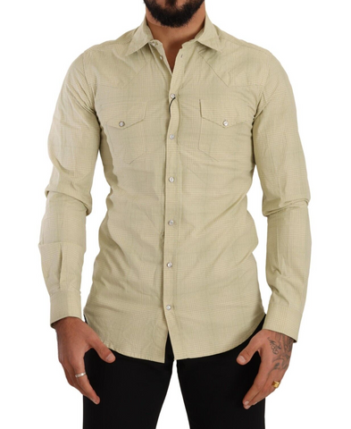 Yellow SICILIA Cotton Casual Slim Fit Shirt Dolce & Gabbana