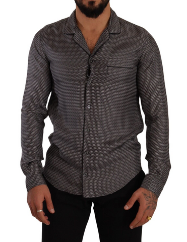 Gray Fantasy Pattern Pajama Top Mens Shirt Dolce & Gabbana
