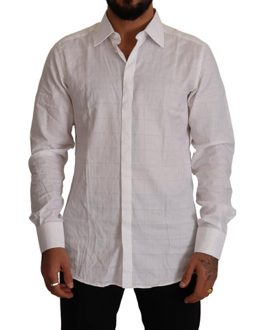 White GOLD Cotton Slim Fit Dress Formal Shirt Dolce & Gabbana