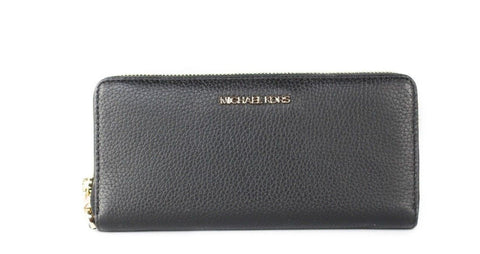 Jet Set Travel Large Black Pebble Leather Continental Wrist Wallet Michael Kors