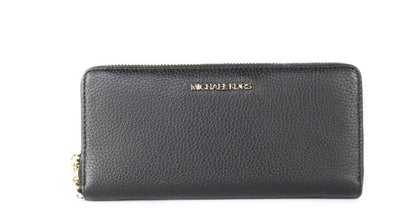 Jet Set Travel Large Black Pebble Leather Continental Wrist Wallet Michael Kors
