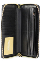 Jet Set Travel Large Black Pebble Leather Continental Wrist Wallet Michael Kors