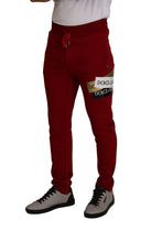 Red Cotton Logo Patch Sweatpants Jogging Pants Dolce & Gabbana
