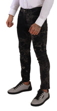 Black Patterned Skinny Slim Fit Jeans Dolce & Gabbana