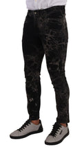 Black Patterned Skinny Slim Fit Jeans Dolce & Gabbana
