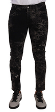 Black Patterned Skinny Slim Fit Jeans Dolce & Gabbana