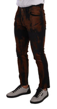 Black Brown Tie Dye Cotton Skinny Denim Jeans Dolce & Gabbana