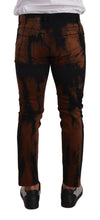 Black Brown Tie Dye Cotton Skinny Denim Jeans Dolce & Gabbana