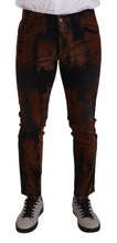 Black Brown Tie Dye Cotton Skinny Denim Jeans Dolce & Gabbana