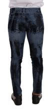 Blue Black Cotton Skinny Denim Jeans Dolce & Gabbana