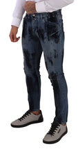Blue Black Cotton Skinny Denim Jeans Dolce & Gabbana