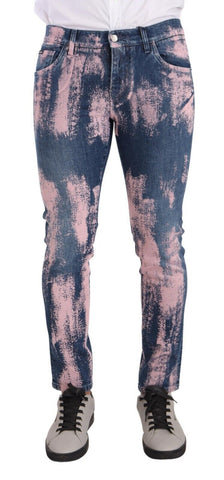 Blue Pink Tie Dye Cotton Skinny Denim Jeans Dolce & Gabbana