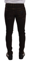 Brown Distressed Slim Fit Skinny Denim Jeans Dolce & Gabbana