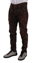 Brown Splash Color Cotton Regular Denim Jeans Dolce & Gabbana