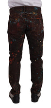 Brown Splash Color Cotton Regular Denim Jeans Dolce & Gabbana