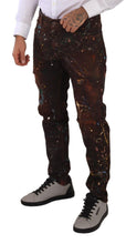 Brown Splash Color Cotton Regular Denim Jeans Dolce & Gabbana