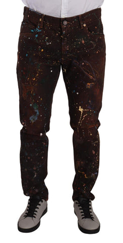 Brown Splash Color Cotton Regular Denim Jeans Dolce & Gabbana