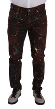 Brown Splash Color Cotton Regular Denim Jeans Dolce & Gabbana