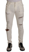 White Tattered Skinny Cotton Men Denim Jeans Dolce & Gabbana