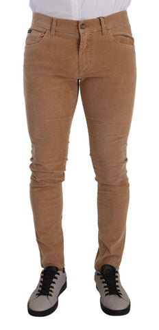 Brown Corduroy Cotton Skinny Slim Fit Jeans Dolce & Gabbana