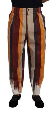 Multicolor Striped Cotton Tapered Trouser Pants Dolce & Gabbana