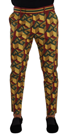 Multicolor Logo Mania Cotton Tapered Trouser Pants Dolce & Gabbana