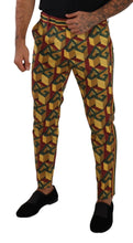 Multicolor Logo Mania Cotton Tapered Trouser Pants Dolce & Gabbana