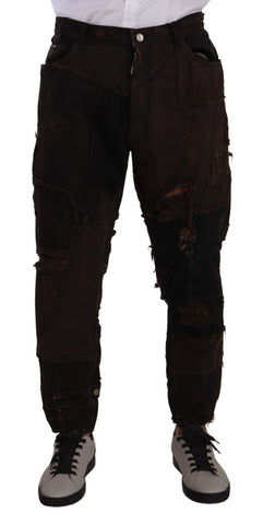 Brown Cotton Distressed Regular Denim Jeans Dolce & Gabbana