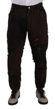 Brown Cotton Distressed Regular Denim Jeans Dolce & Gabbana