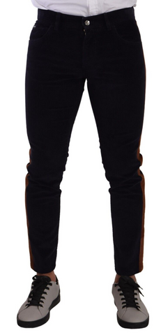Blue Cotton Stretch Skinny Corduroy Jeans Dolce & Gabbana