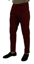 Dark Red Cotton Mens Chinos Trouser Dress Pants Dolce & Gabbana