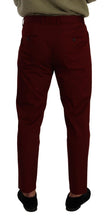 Dark Red Cotton Mens Chinos Trouser Dress Pants Dolce & Gabbana