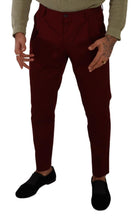 Dark Red Cotton Mens Chinos Trouser Dress Pants Dolce & Gabbana